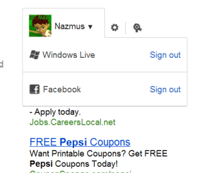 Connecting and disconnecting bing and facebook