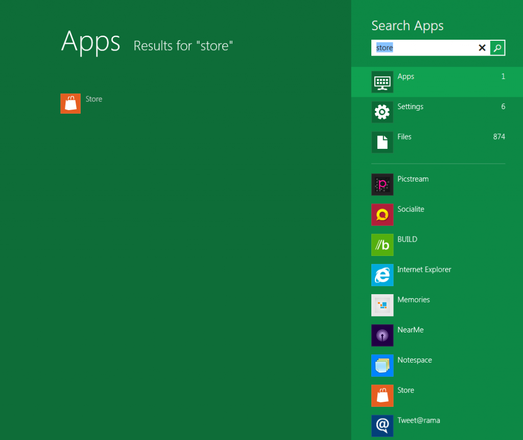 Searching from Windows 8 Start Screen