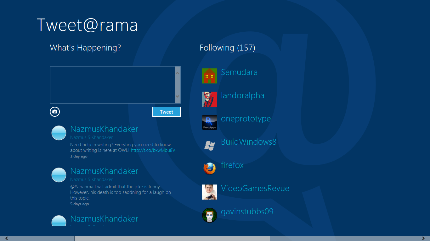 Twitter app running on Windows 8