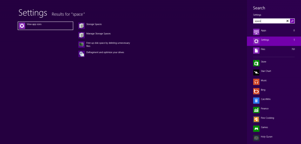 Searching for app sizes
