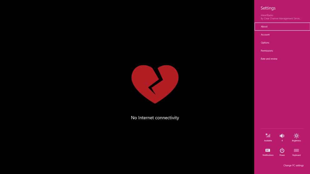iHeart lost Internet connection