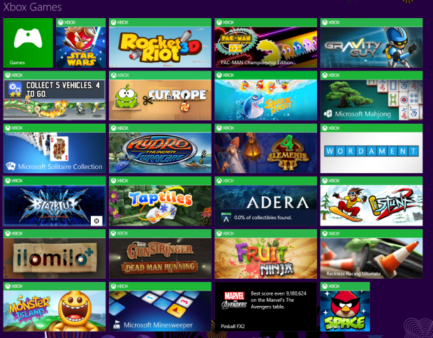 Xbox Games on tiles