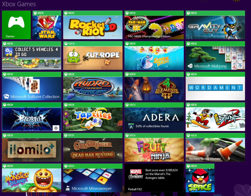 Xbox Games on tiles
