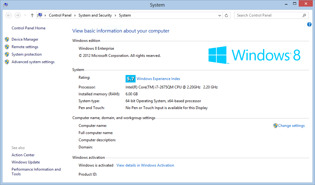 Windows 8 Experience Index