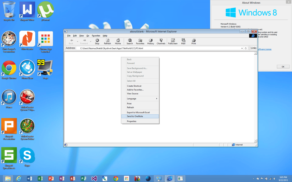 Send to OneNote from IE4