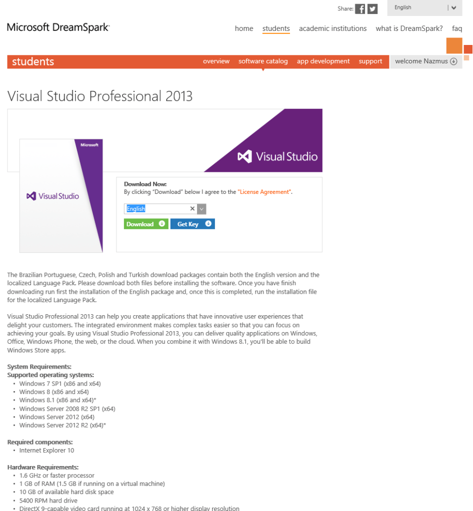 Accuring  and Activating VS 2013 through Dreamspark (2)