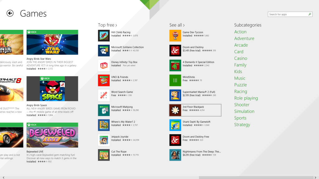 Windows Store UI Updated With Top Categories and&nbsp;Subcategories