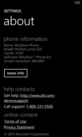 About Windows Phone Lumia 520