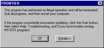 Windows 98 Error Frontier