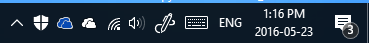 System Tray with OneDrive icon
