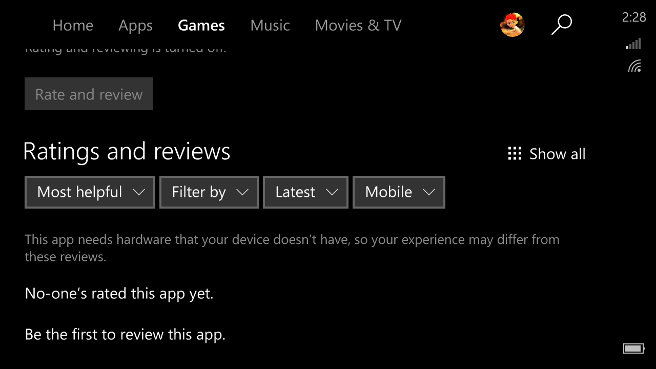 Xbox Games in Windows 10 Store