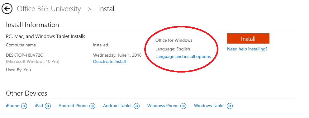 Install Office 365 Page